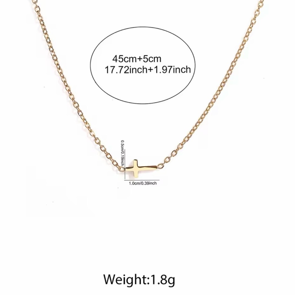 Delicate Dainty Gold Cross Necklace - Picture 2 of 5